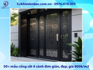 50+ mẫu cổng sắt 4 cánh đơn giản, đẹp, giá 800k/m2