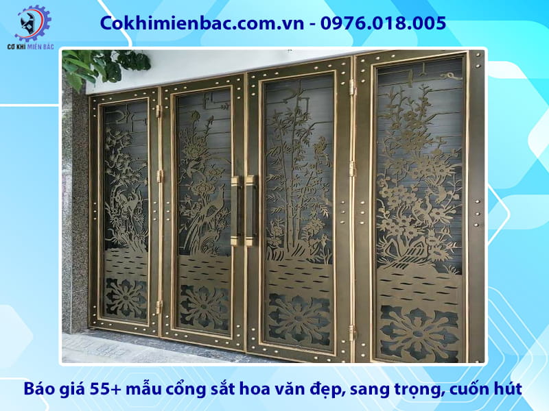 Báo giá 55+ mẫu cổng sắt hoa văn đẹp, sang trọng, cuốn hút