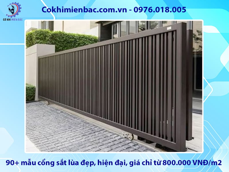 90+ mẫu cổng sắt lùa đẹp, hiện đại, giá chỉ từ 800.000 VNĐ/m2