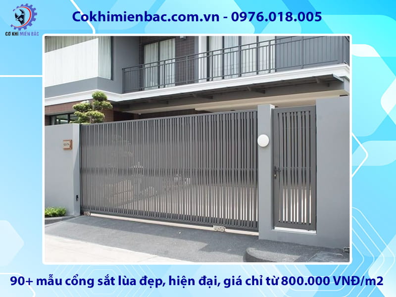 90+ mẫu cổng sắt lùa đẹp, hiện đại, giá chỉ từ 800.000 VNĐ/m2