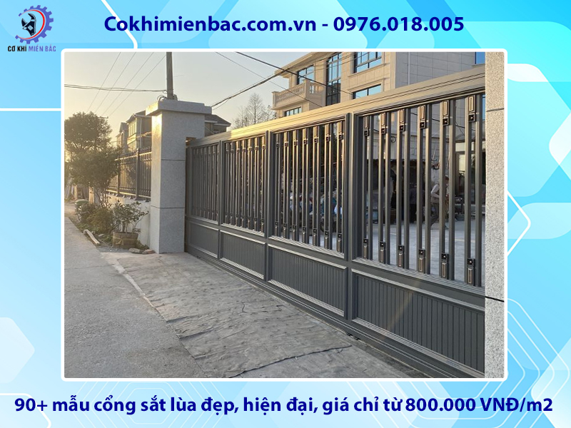 90+ mẫu cổng sắt lùa đẹp, hiện đại, giá chỉ từ 800.000 VNĐ/m2