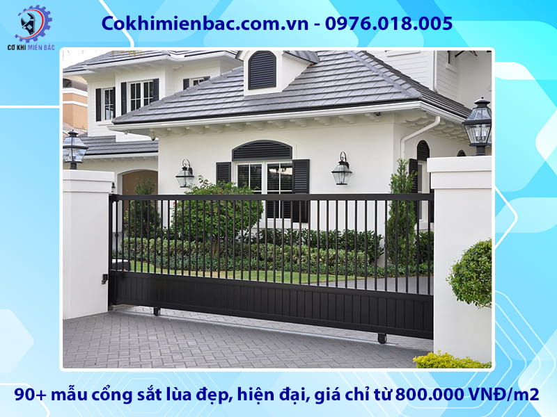 90+ mẫu cổng sắt lùa đẹp, hiện đại, giá chỉ từ 800.000 VNĐ/m2