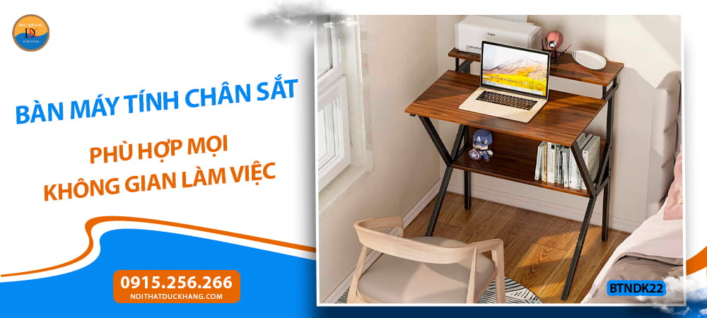 Bàn máy tính chân sắt chữ K, mặt bàn gỗ công nghiệp cao cấp – BTNDK22 Bàn máy tính chân sắt chữ K, mặt bàn gỗ công nghiệp cao cấp – BTNDK22