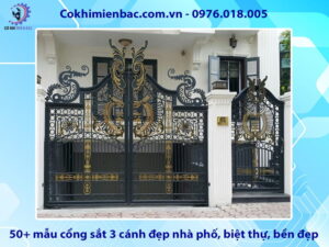 50+ mẫu cổng sắt 3 cánh đẹp nhà phố, biệt thự, bền đẹp