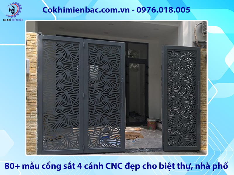 80+ mẫu cổng sắt 4 cánh CNC đẹp cho biệt thự, nhà phố