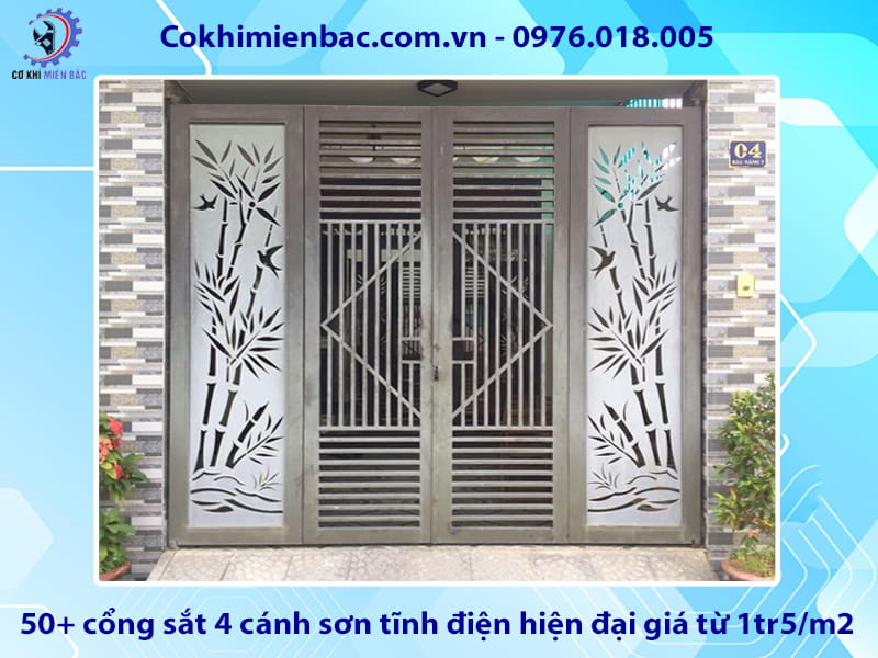 50+ cổng sắt 4 cánh sơn tĩnh điện hiện đại giá từ 1tr5/m2 50+ cổng sắt 4 cánh sơn tĩnh điện hiện đại giá từ 1tr5/m2