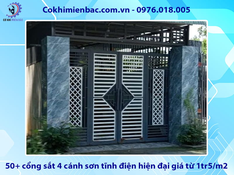 50+ cổng sắt 4 cánh sơn tĩnh điện hiện đại giá từ 1tr5/m2 50+ cổng sắt 4 cánh sơn tĩnh điện hiện đại giá từ 1tr5/m2