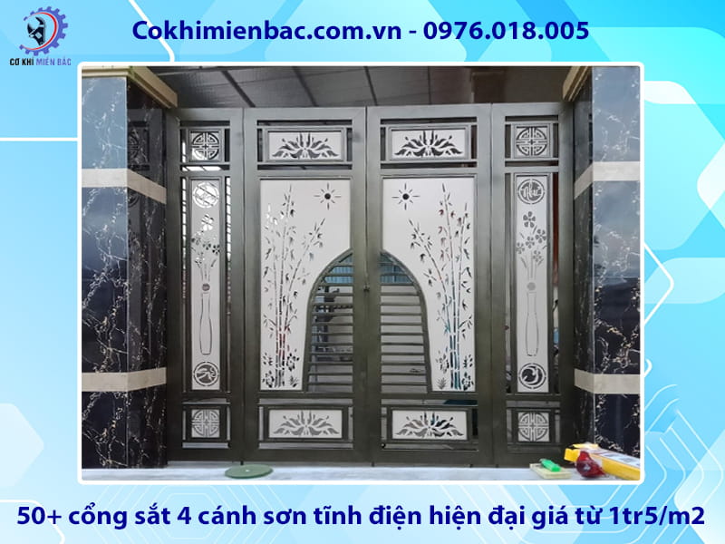 50+ cổng sắt 4 cánh sơn tĩnh điện hiện đại giá từ 1tr5/m2 50+ cổng sắt 4 cánh sơn tĩnh điện hiện đại giá từ 1tr5/m2