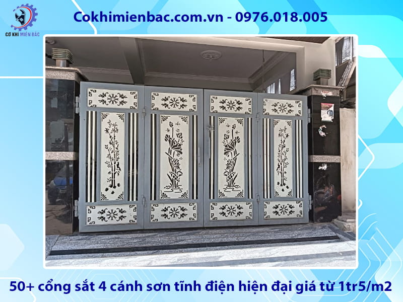50+ cổng sắt 4 cánh sơn tĩnh điện hiện đại giá từ 1tr5/m2 50+ cổng sắt 4 cánh sơn tĩnh điện hiện đại giá từ 1tr5/m2