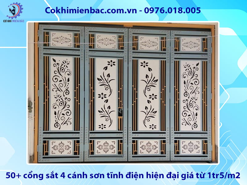 50+ cổng sắt 4 cánh sơn tĩnh điện hiện đại giá từ 1tr5/m2 50+ cổng sắt 4 cánh sơn tĩnh điện hiện đại giá từ 1tr5/m2