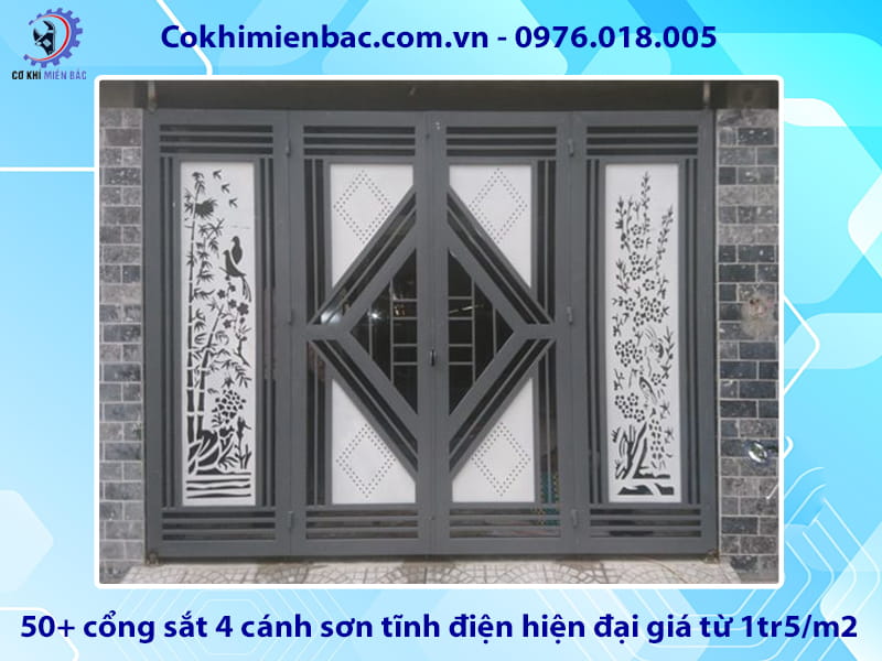 50+ cổng sắt 4 cánh sơn tĩnh điện hiện đại giá từ 1tr5/m2 50+ cổng sắt 4 cánh sơn tĩnh điện hiện đại giá từ 1tr5/m2