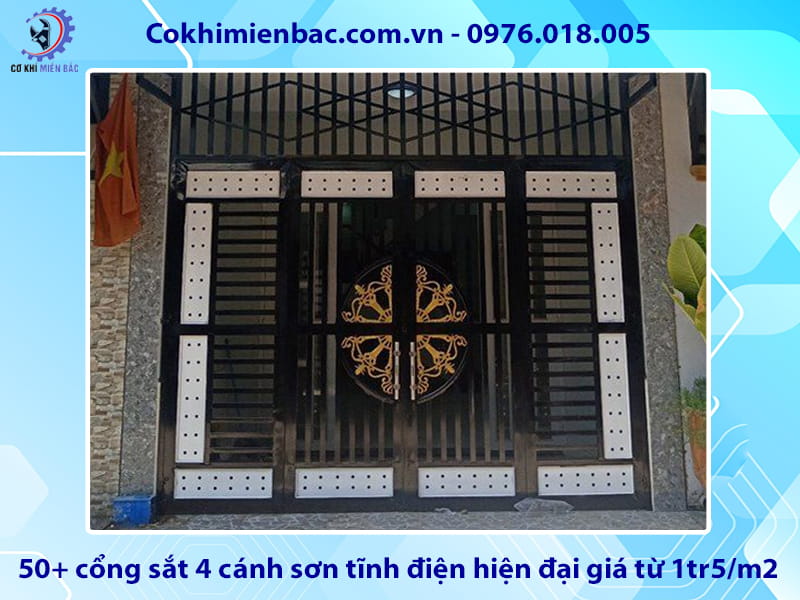 50+ cổng sắt 4 cánh sơn tĩnh điện hiện đại giá từ 1tr5/m2 50+ cổng sắt 4 cánh sơn tĩnh điện hiện đại giá từ 1tr5/m2