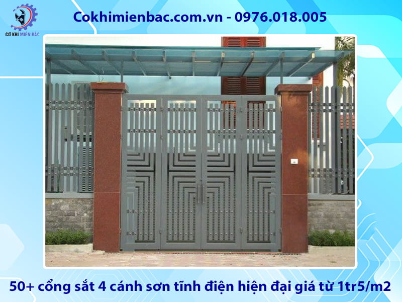 50+ cổng sắt 4 cánh sơn tĩnh điện hiện đại giá từ 1tr5/m2 50+ cổng sắt 4 cánh sơn tĩnh điện hiện đại giá từ 1tr5/m2