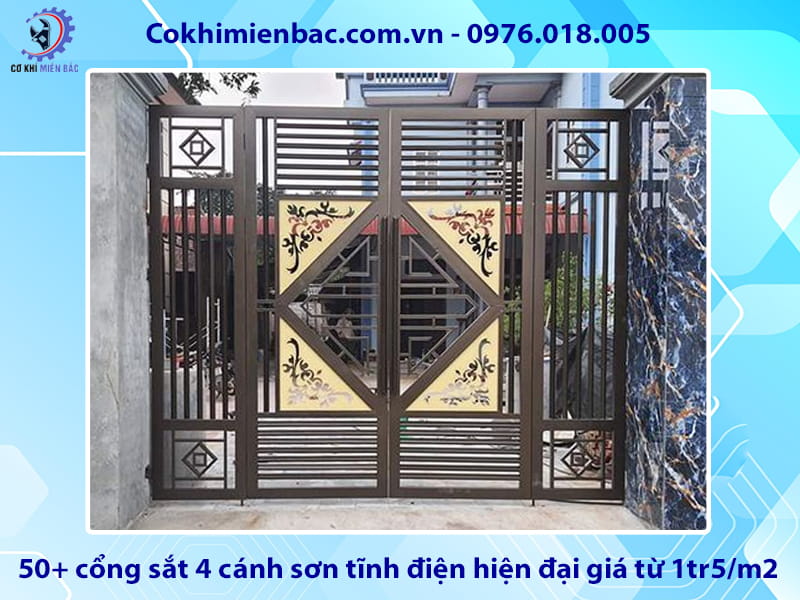 50+ cổng sắt 4 cánh sơn tĩnh điện hiện đại giá từ 1tr5/m2 50+ cổng sắt 4 cánh sơn tĩnh điện hiện đại giá từ 1tr5/m2