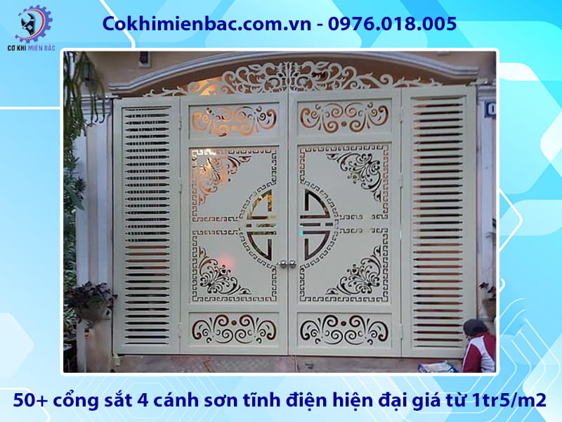 50+ cổng sắt 4 cánh sơn tĩnh điện hiện đại giá từ 1tr5/m2 50+ cổng sắt 4 cánh sơn tĩnh điện hiện đại giá từ 1tr5/m2