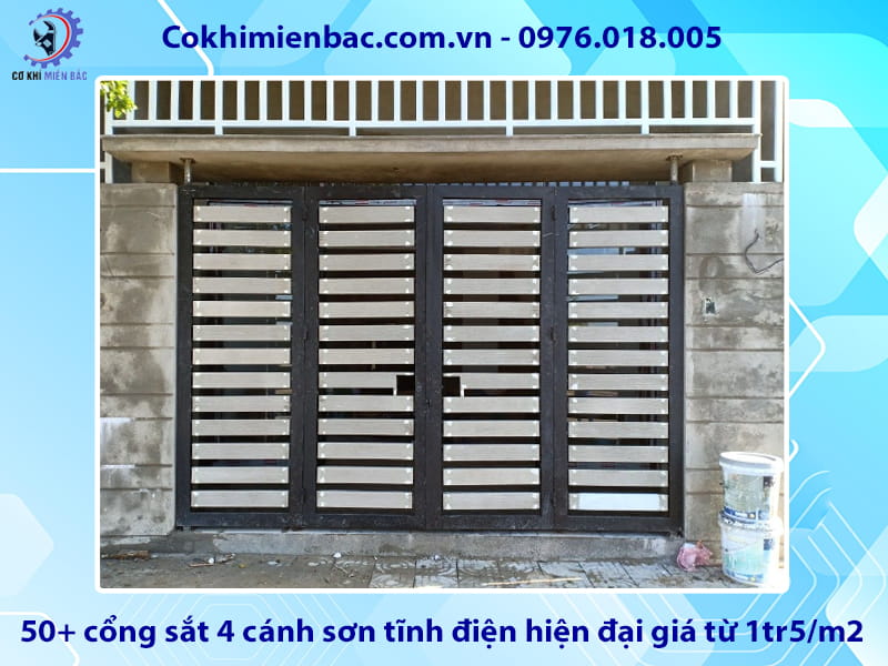 50+ cổng sắt 4 cánh sơn tĩnh điện hiện đại giá từ 1tr5/m2 50+ cổng sắt 4 cánh sơn tĩnh điện hiện đại giá từ 1tr5/m2