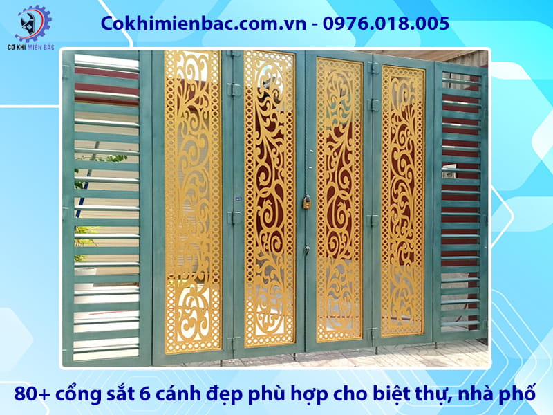 80+ cổng sắt 6 cánh đẹp phù hợp cho biệt thự, nhà phố