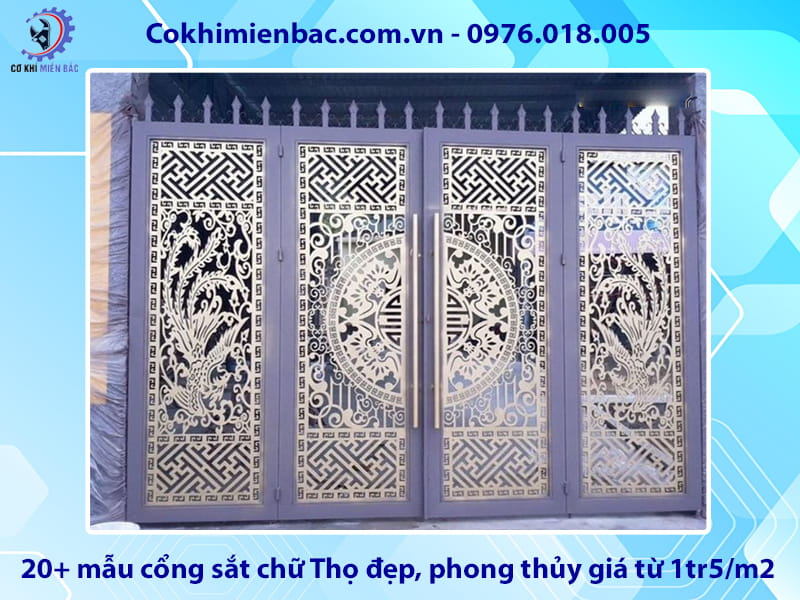 20+ mẫu cổng sắt chữ Thọ đẹp, phong thủy giá từ 1tr5/m2