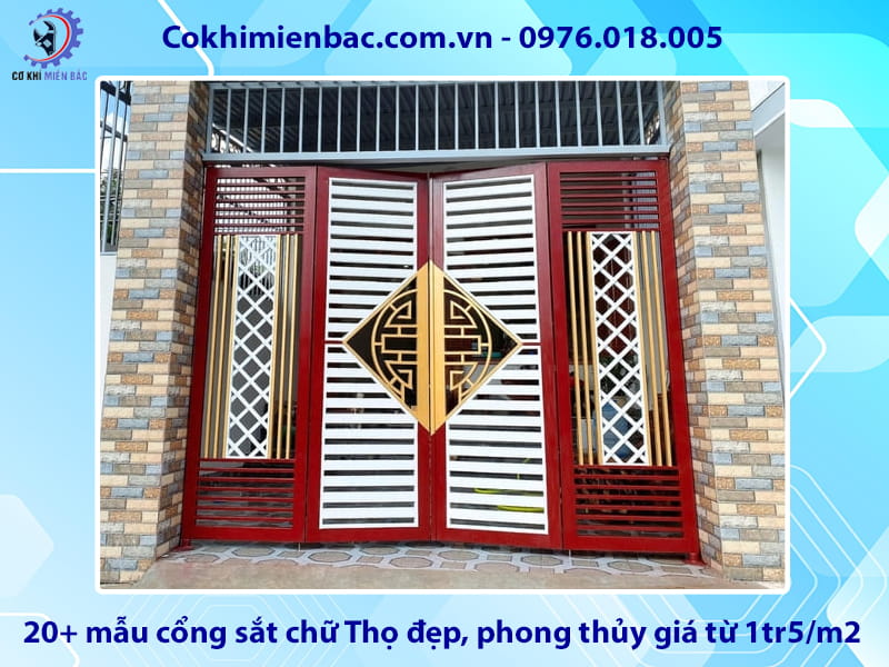 20+ mẫu cổng sắt chữ Thọ đẹp, phong thủy giá từ 1tr5/m2
