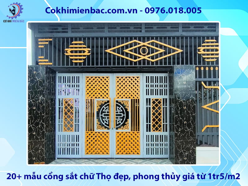 20+ mẫu cổng sắt chữ Thọ đẹp, phong thủy giá từ 1tr5/m2