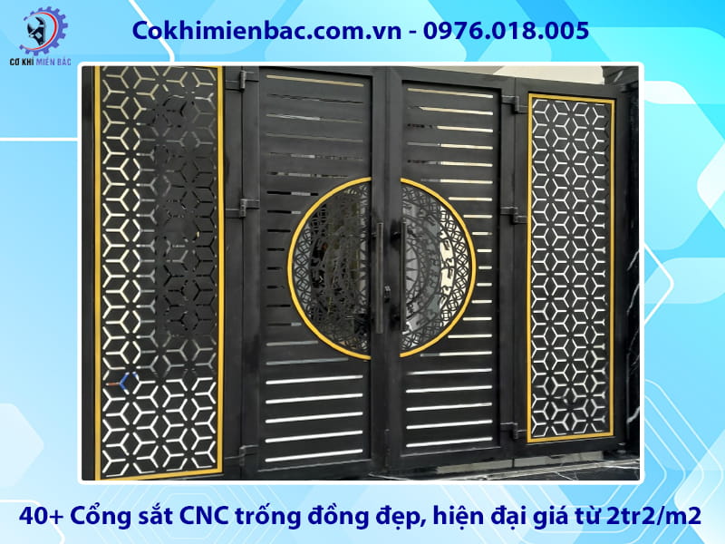 40+ Cổng sắt CNC trống đồng đẹp, hiện đại giá từ 2tr2/m2