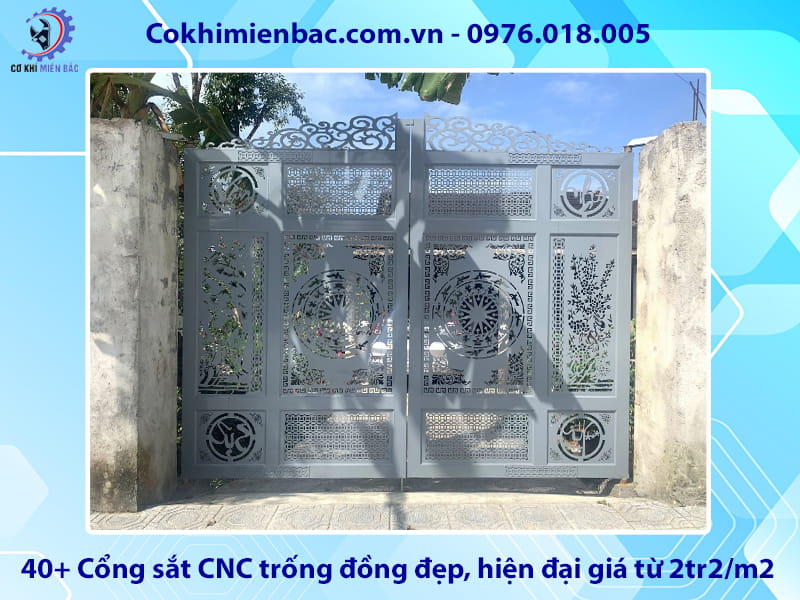40+ Cổng sắt CNC trống đồng đẹp, hiện đại giá từ 2tr2/m2