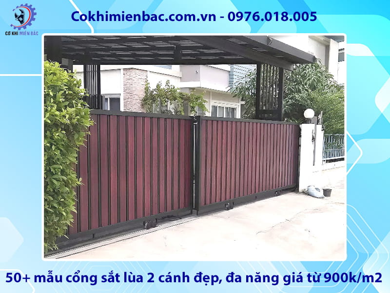 50+ mẫu cổng sắt lùa 2 cánh đẹp, đa năng giá từ 900k/m2