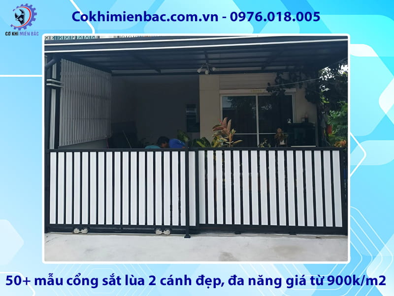 50+ mẫu cổng sắt lùa 2 cánh đẹp, đa năng giá từ 900k/m2