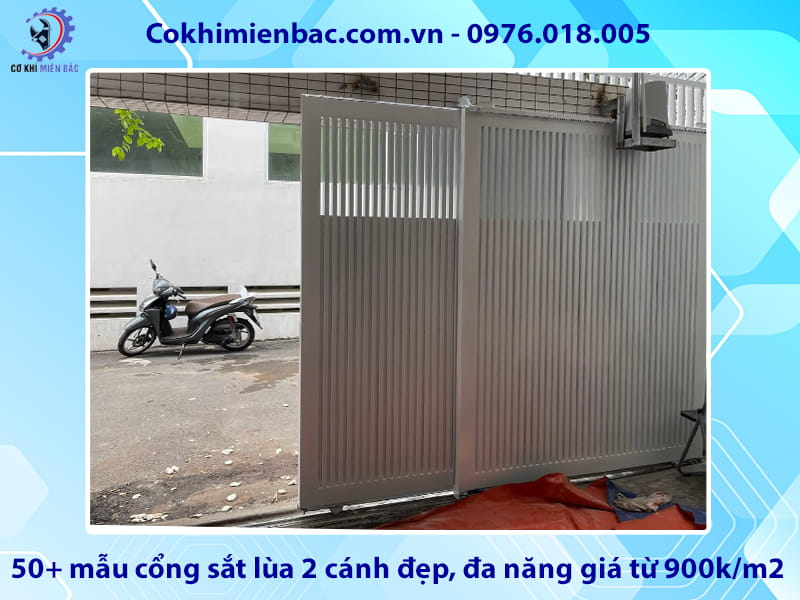 50+ mẫu cổng sắt lùa 2 cánh đẹp, đa năng giá từ 900k/m2