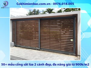 50+ mẫu cổng sắt lùa 2 cánh đẹp, đa năng giá từ 900k/m2