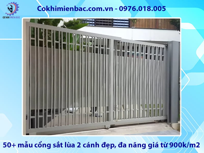 50+ mẫu cổng sắt lùa 2 cánh đẹp, đa năng giá từ 900k/m2