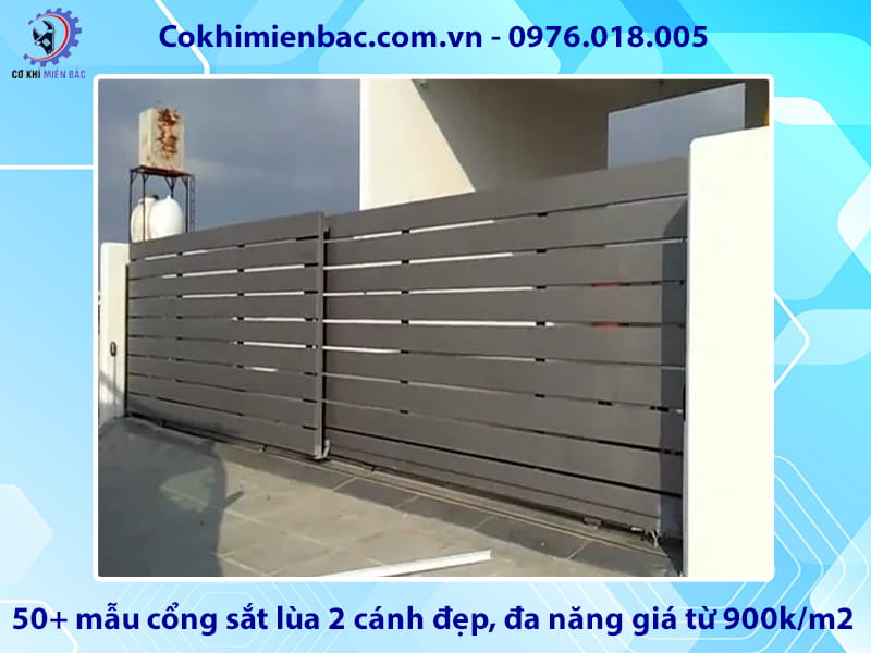 50+ mẫu cổng sắt lùa 2 cánh đẹp, đa năng giá từ 900k/m2
