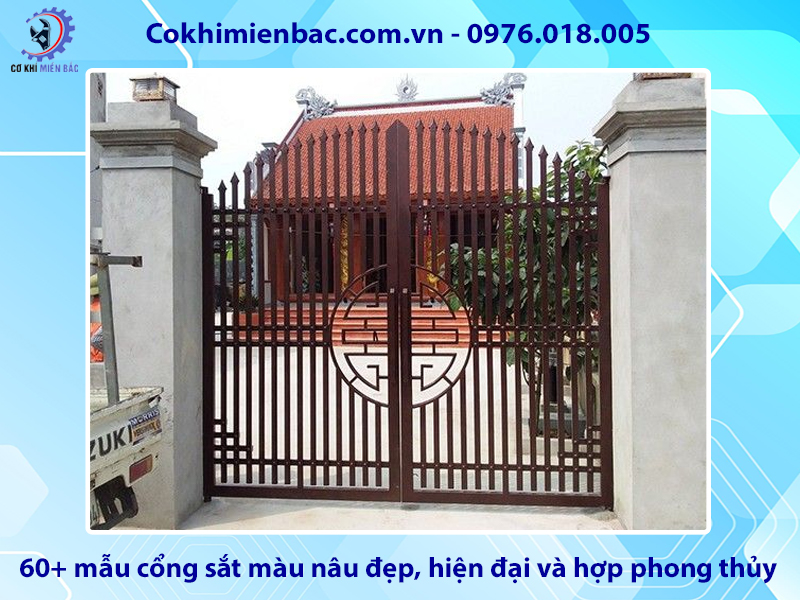 60+ mẫu cổng sắt màu nâu đẹp, hiện đại và hợp phong thủy
