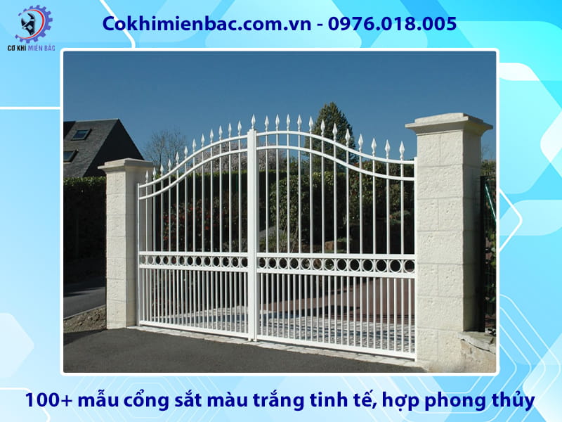 100+ mẫu cổng sắt màu trắng tinh tế, hợp phong thủy
