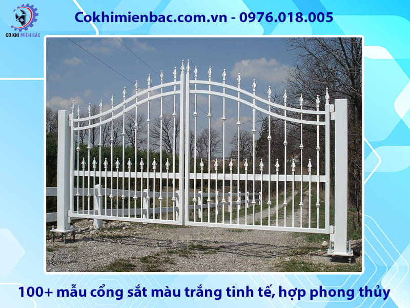 100+ mẫu cổng sắt màu trắng tinh tế, hợp phong thủy