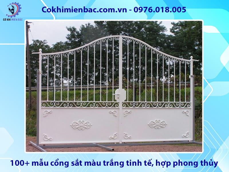 100+ mẫu cổng sắt màu trắng tinh tế, hợp phong thủy