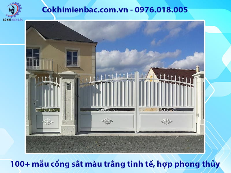 100+ mẫu cổng sắt màu trắng tinh tế, hợp phong thủy