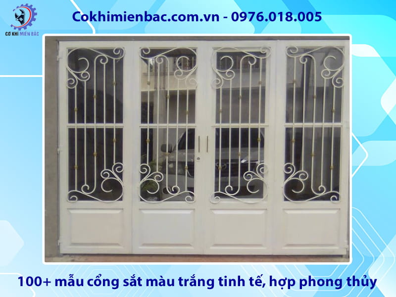 100+ mẫu cổng sắt màu trắng tinh tế, hợp phong thủy