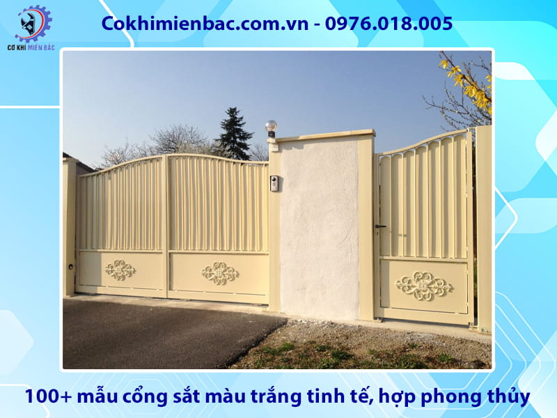 100+ mẫu cổng sắt màu trắng tinh tế, hợp phong thủy