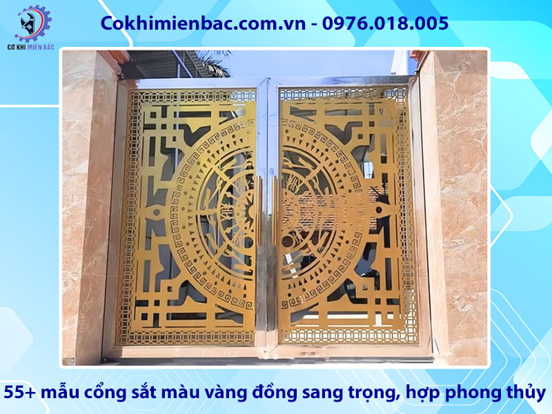55+ mẫu cổng sắt màu vàng đồng sang trọng, hợp phong thủy