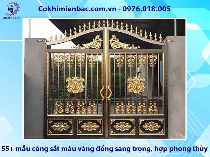 55+ mẫu cổng sắt màu vàng đồng sang trọng, hợp phong thủy
