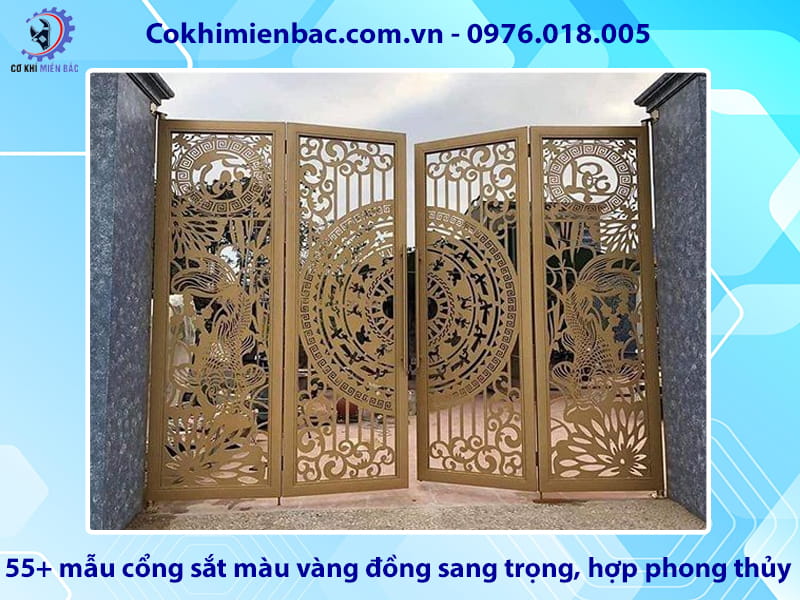 55+ mẫu cổng sắt màu vàng đồng sang trọng, hợp phong thủy