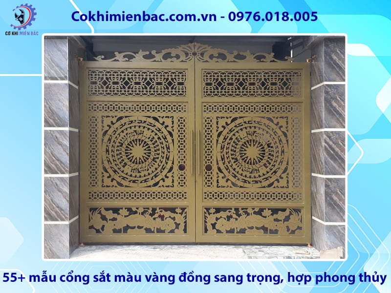 55+ mẫu cổng sắt màu vàng đồng sang trọng, hợp phong thủy