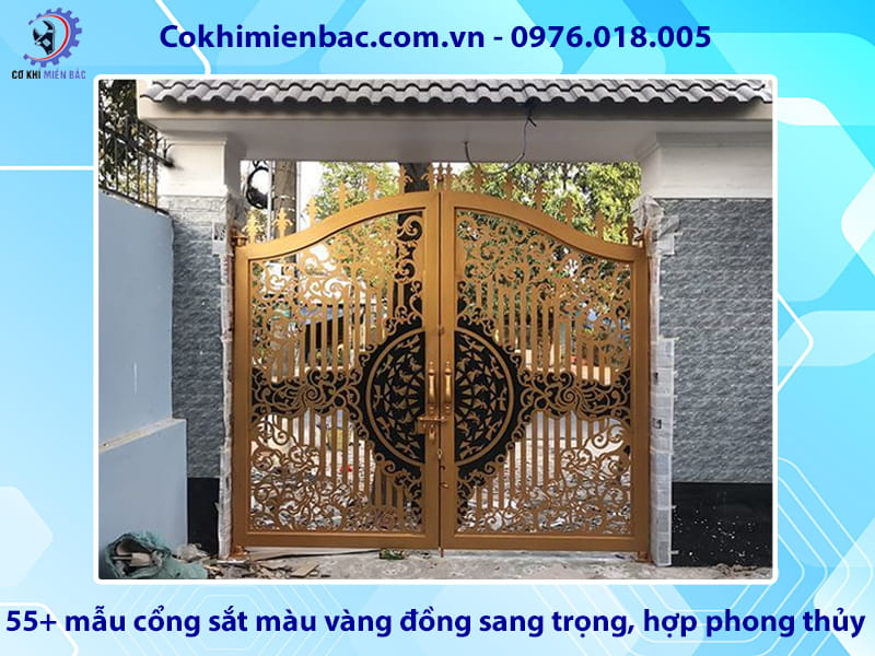 55+ mẫu cổng sắt màu vàng đồng sang trọng, hợp phong thủy