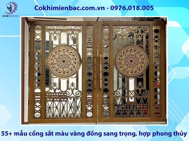 55+ mẫu cổng sắt màu vàng đồng sang trọng, hợp phong thủy