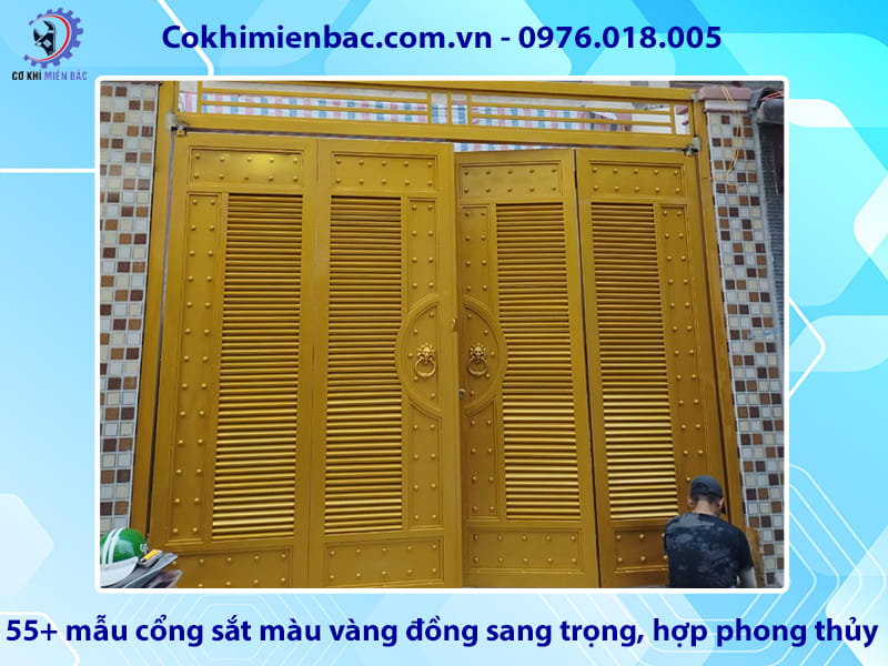 55+ mẫu cổng sắt màu vàng đồng sang trọng, hợp phong thủy