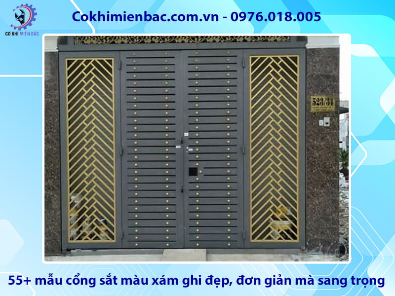 55+ mẫu cổng sắt màu xám ghi đẹp, đơn giản mà sang trọng