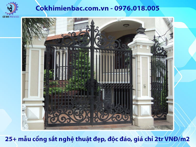 25+ mẫu cổng sắt nghệ thuật đẹp, độc đáo, giá chỉ 2tr VNĐ/m2