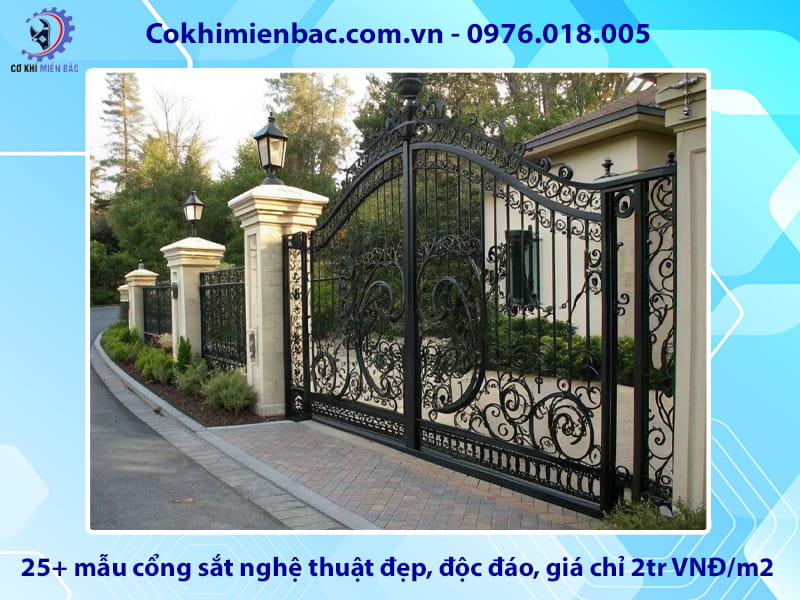 25+ mẫu cổng sắt nghệ thuật đẹp, độc đáo, giá chỉ 2tr VNĐ/m2