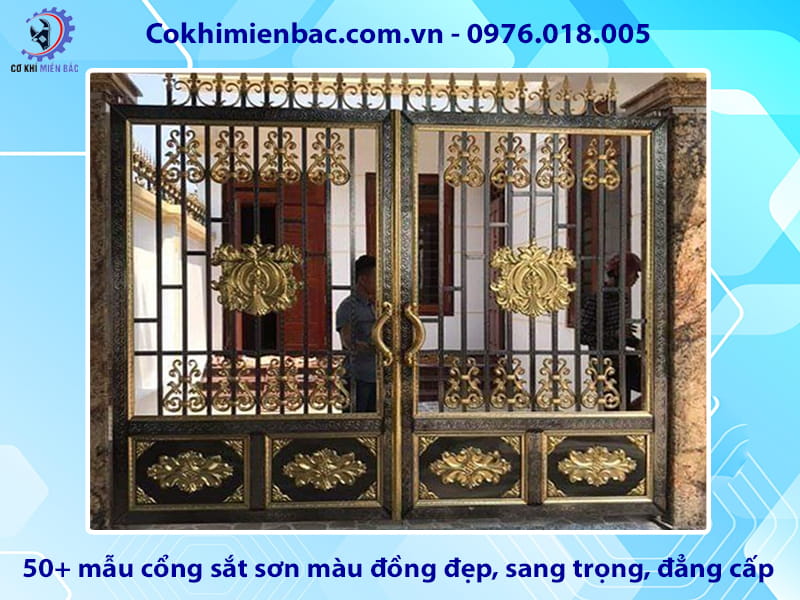 50+ mẫu cổng sắt sơn màu đồng đẹp, sang trọng, đẳng cấp